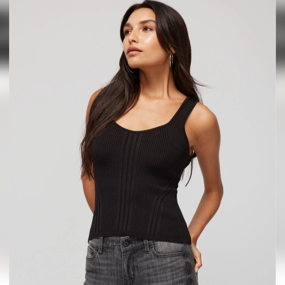 NWT WHBM Ribbed Sweater Tank Sleeveless black XS
